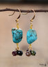 Boho Earrings, Dangle Earrings, Tourmaline and Blue Turquoise